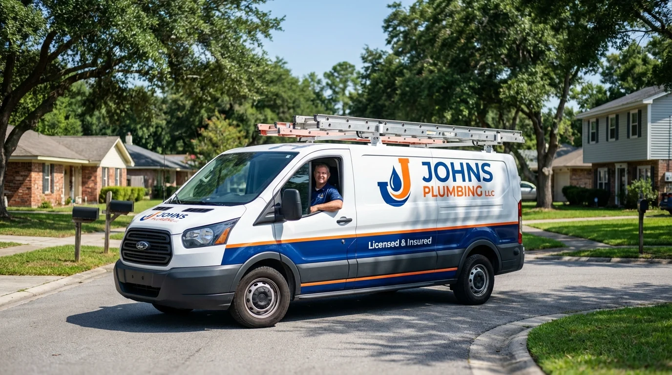 Johns Plumbing LLC service van in Garrochales, PR