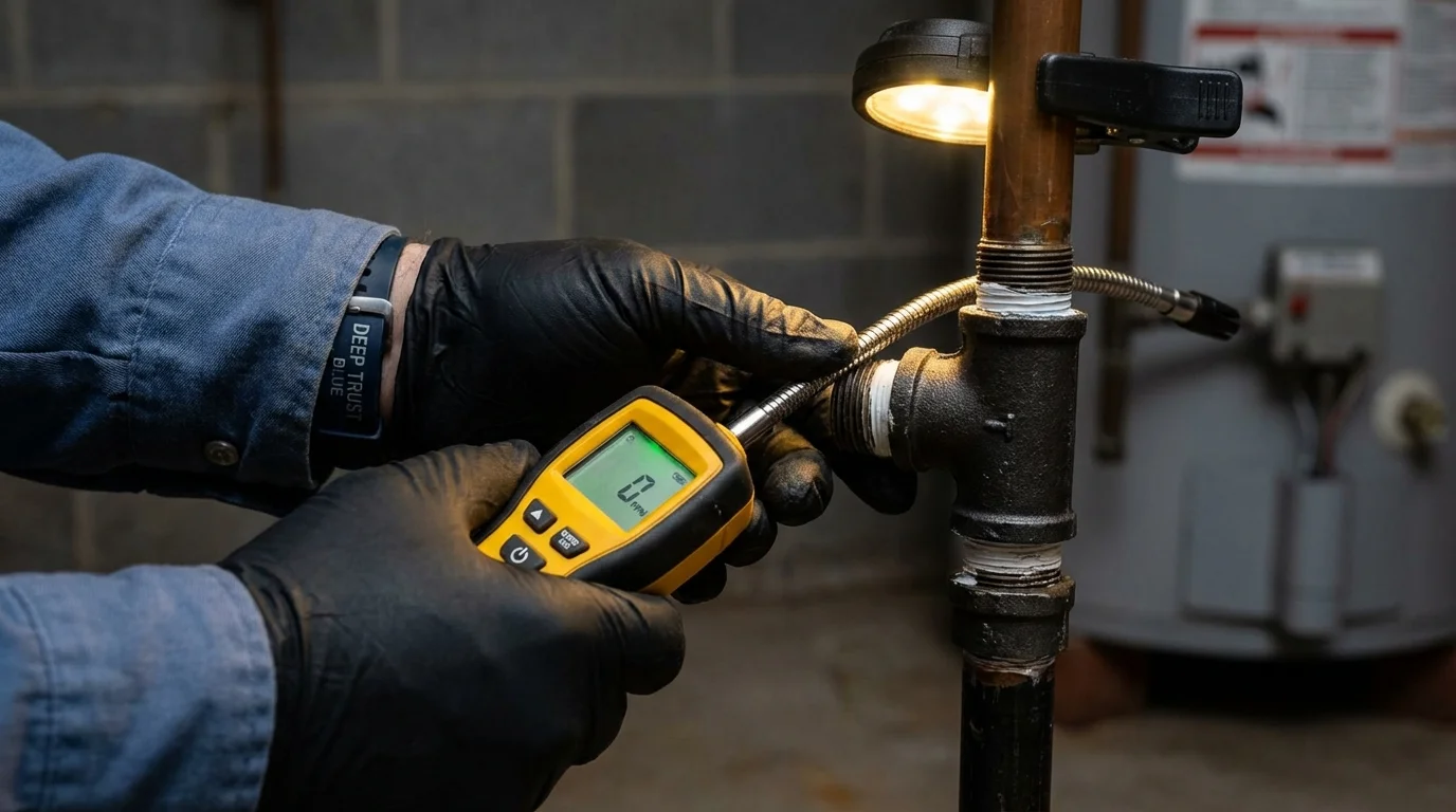 Gas leak detection with electronic sniffer by Johns Plumbing LLC in Garrochales